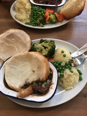 Dave's favorite meal includes anything with beef and potatoes: pot roast and mashed potatoes, steak, or steak and ale pie.