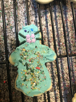 We love baking and silliness. This cookie is all masked up to be eaten!