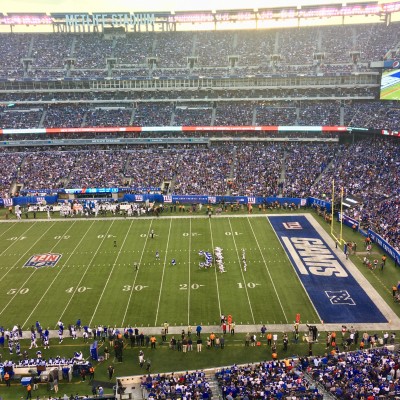 Attending football and baseball games at stadiums around the country. We also love football Sunday’s at home eating pizza and wings!