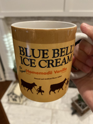 We love coffee and Blue Bell ice cream! This mug Jennifer received for Christmas is perfect!