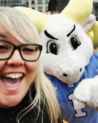 Alex loves UNC basketball - especially their mascot, Rameses.
