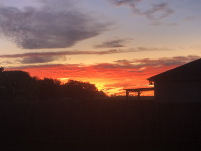 Gabrielle loves sunsets! Clint will always point them out too! We feel God's presence and are in awe of its beauty! This is from our back porch.