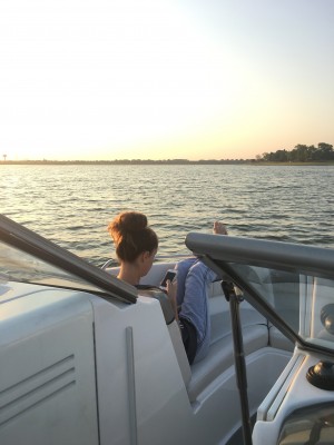Mandy and Chris live across from a lake and love to venture out on their boat each weekend.