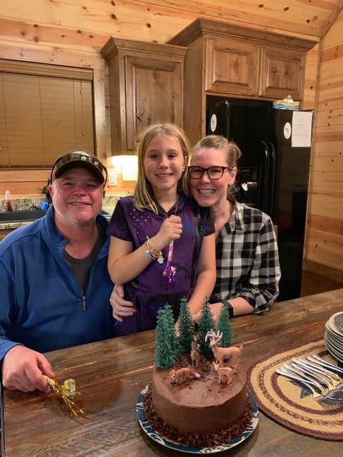 Katie's birthday celebration at the lake. Note the cake Jannette made!