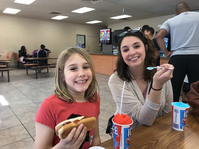 Katie and Kayla, Tom's adult daughter, love spending time together.