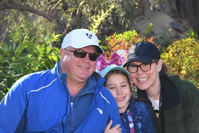 This is a rare moment when we sat down during our trip to Disney World.