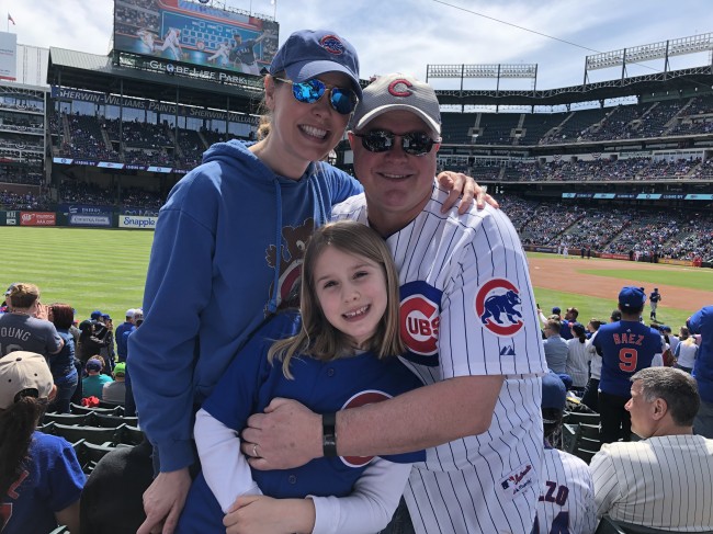 Go, cubs, GO! Katie's first Major League Baseball game may have been at the Texas Ranger's stadium, but we were rooting for the cubs.