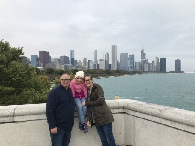 Katie was impressed with the view from the Shedd Aquarium on a visit to Chicago.