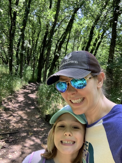 Katie and Jannette hiking a trail near to our neighborhood.
