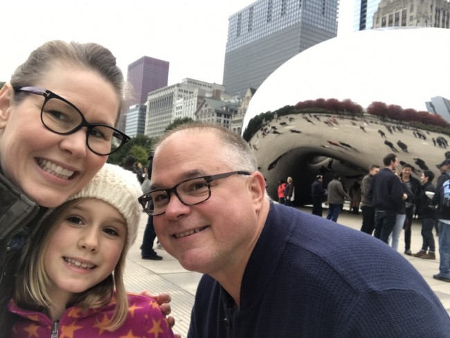 Katie's first trip to see The Bean in Chicago's Millennium Park. She loved being able to see the reflection of the skyscrapers nearby.