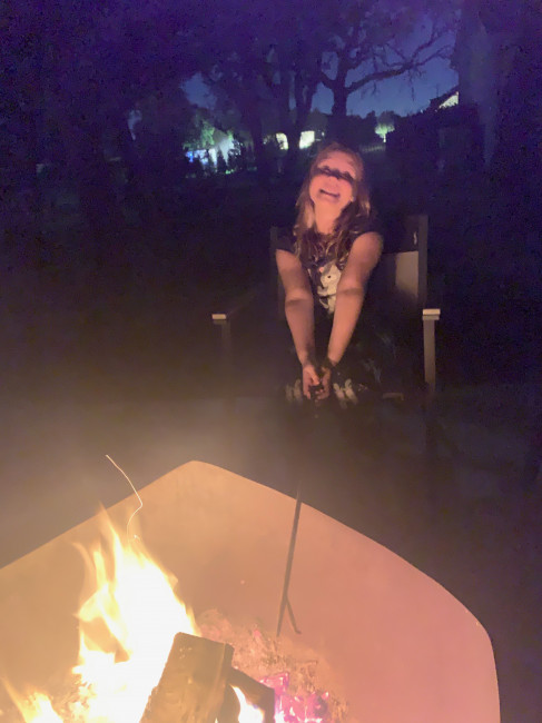 The fire pit in our backyard is a fun hangout place after the sun goes down.