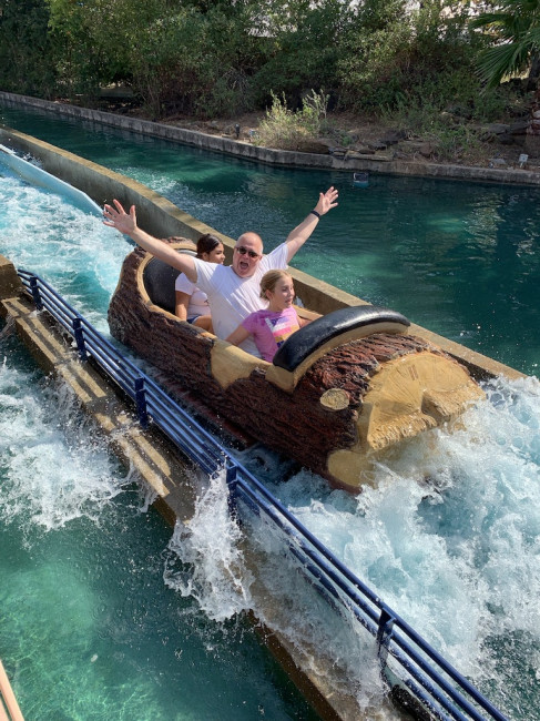 Katie is a daredevil for rides and her Daddy will always join in on the fun.