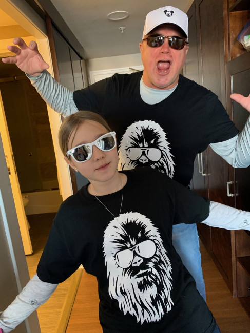 Katie and Tom all ready for a fun day in Disney World.