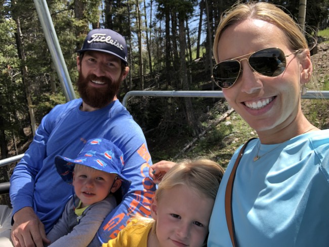Riding the ski lift to the top of the mountain for lunch and exploring Riding the ski lift to the top of the mountain for lunch and exploring