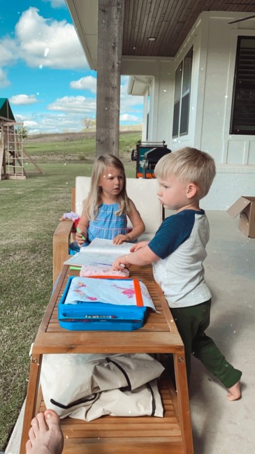 The kids love playing outside and also love art so we spend as much time outside as we can The kids love playing outside and also love art so we spend as much time outside as we can