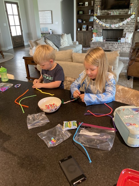 We made bracelets with some beads a friend gave to us We made bracelets with some beads a friend gave to us