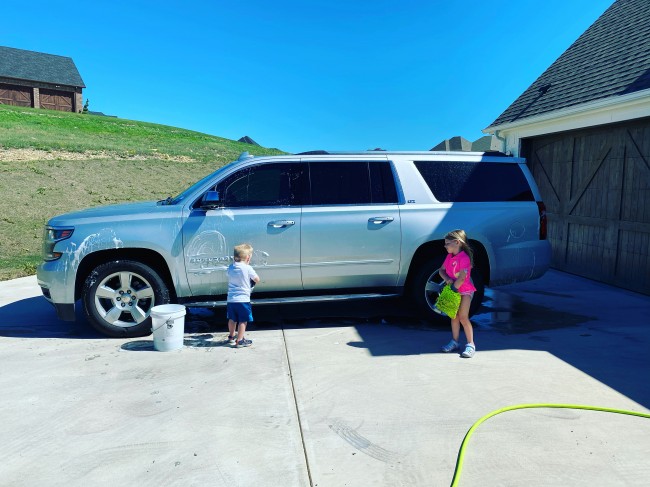 One beautiful and warm day, we decided to wash the family suburban One beautiful and warm day, we decided to wash the family suburban