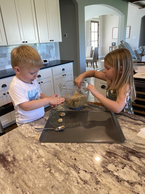 Marjorie has been wanting to help cook lately, so one day we made cookies from scratch and the kids helped with every step except for ones involving the oven. Marjorie has been wanting to help cook lately, so one day we made cookies from scratch and the kids helped with every step except for ones involving the oven.