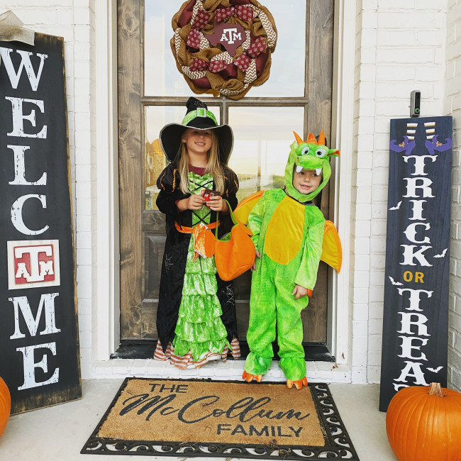 For Halloween, we played it safe and only went trick or treating at a few houses on our street. Marjorie was a witch and Mitchell was a dragon. We spent the rest of the evening eating pizza and watching a Halloween movie together as a family. For Halloween, we played it safe and only went trick or treating at a few houses on our street. Marjorie was a witch and Mitchell was a dragon. We spent the rest of the evening eating pizza and watching a Halloween movie together as a family.