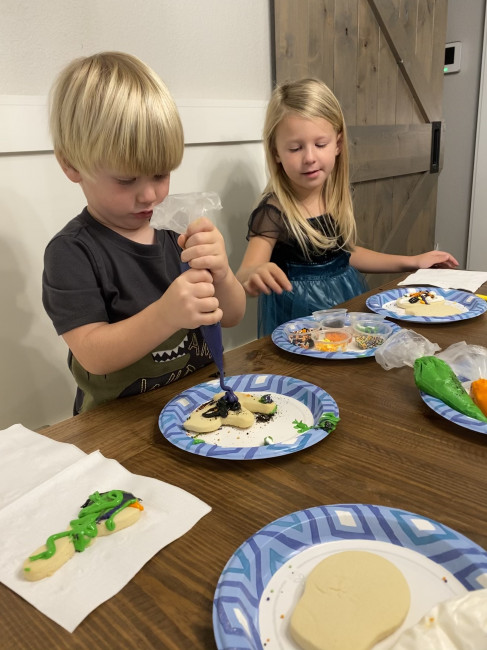 Decorating Halloween cookies. Decorating Halloween cookies.