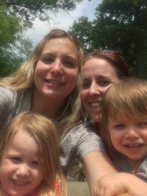 Aunt Amy, her bestie, and the sweetest little girls ever. One is her beautiful goddaughter.