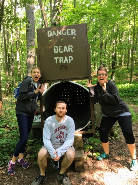 Being silly on a hike with friends.