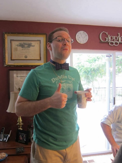 One of Matt's best friends being silly while getting dressed for our wedding.