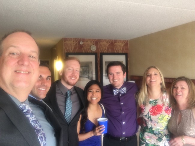 Hanging out as a family before a wedding ceremony started.