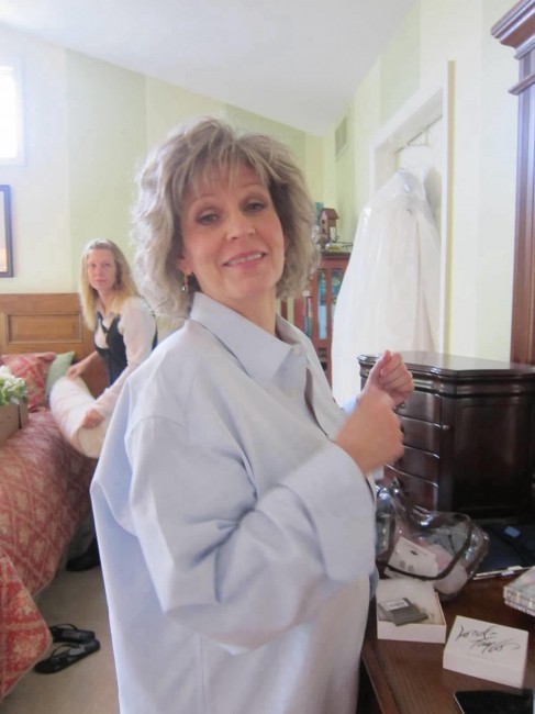 Amy's Mom getting ready for our wedding.