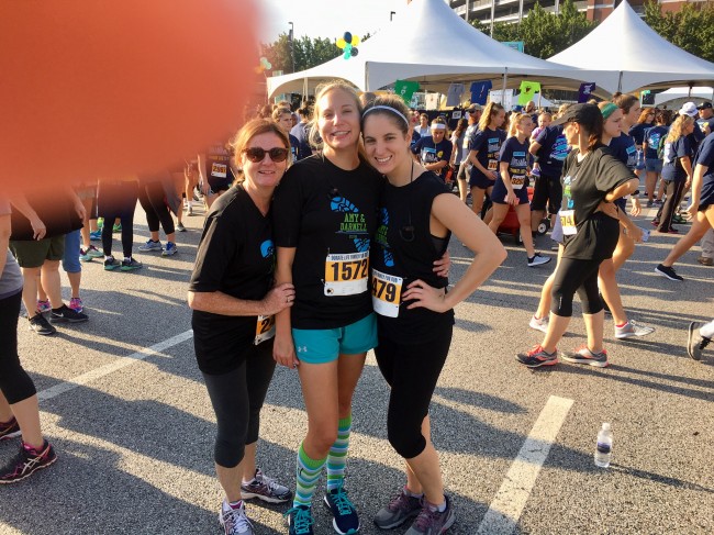 Amy, Matt's Aunt, and Matt's cousin before one of our family races.