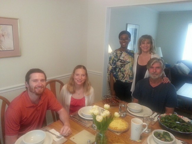 A Mother's Day dinner with Amy's parents, brother and sister in law.