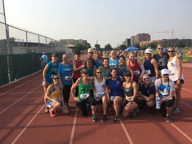 Amy posing with all of the strong women who competed in the Triathlon at the games.