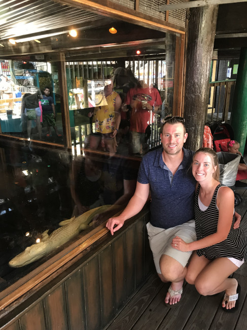 Albino alligator at Fudpuckers in Destin, FL