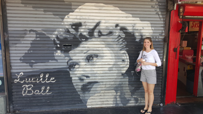 Taryn at a Hollywood Walk of Fame painting of Lucille Ball - Taryn Loves Lucy!