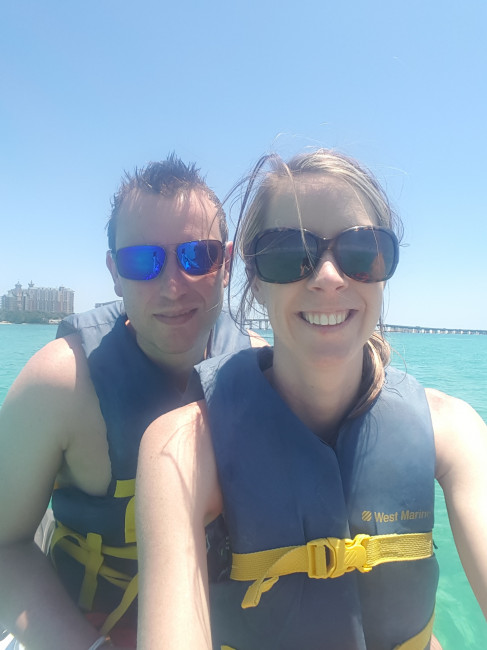 Jet skiing to Crab Island in Destin, FL