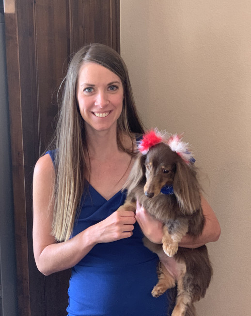 Little Bitty showing off her 4th of July bows!