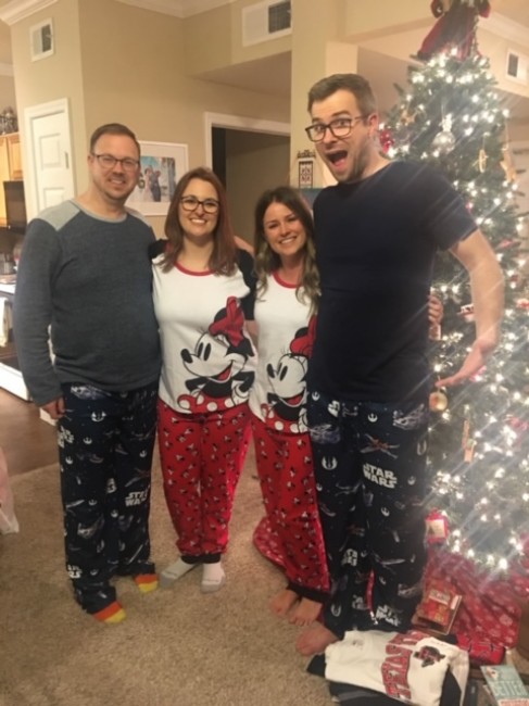 PJ's are a traditional gift on Meaghan's side of the family, and both sides always wear PJs while opening gifts, after church, on Christmas Eve.