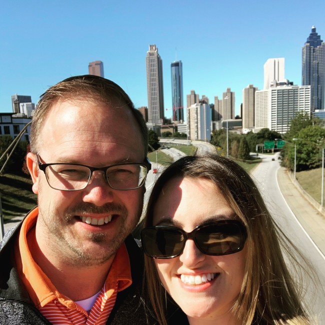 Meaghan surprised David with a birthday trip to Atlanta in 2019.