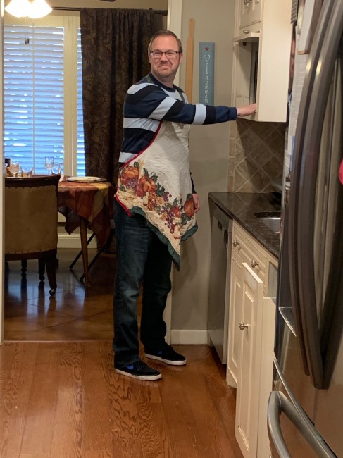We had to take a photo of David in this apron. LOL!