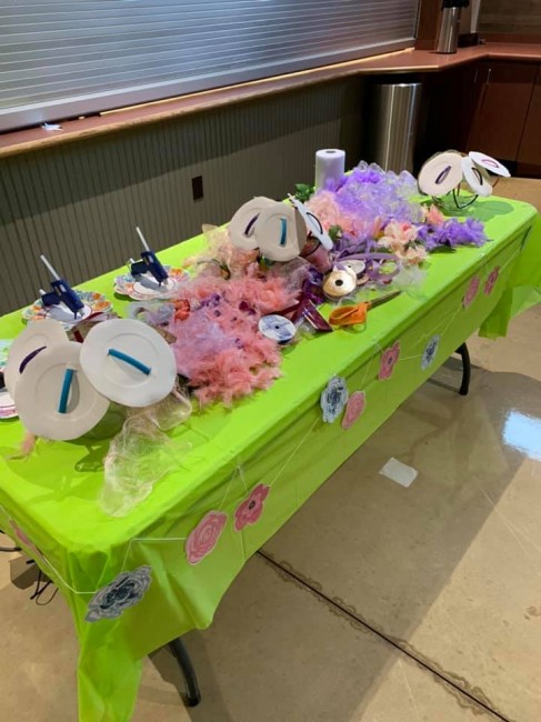 You can't have a British tea without hats! Guests created their own hats upon arrival.