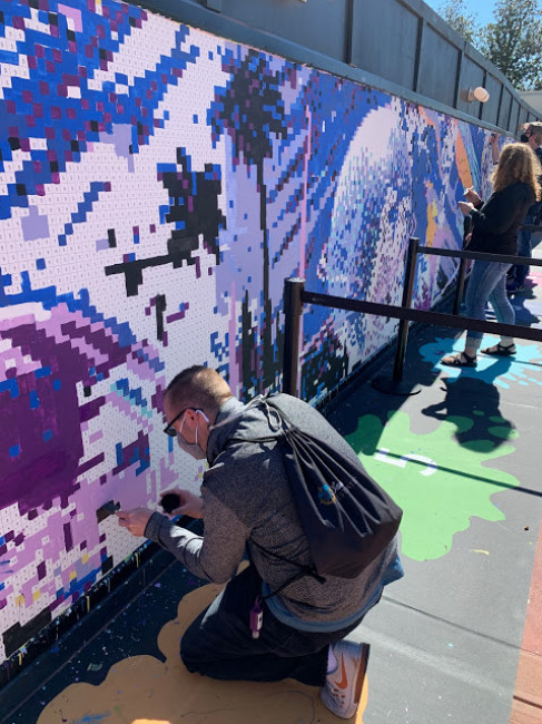 We helped paint-by-number the EPCOT mural for the park's Festival of the Arts. We helped paint-by-number the EPCOT mural for the park's Festival of the Arts.