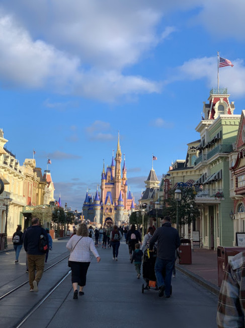 Meaghan's favorite sight during every trip - the view of Cinderella Castle as we walk down Main Street. Her happy place! Meaghan's favorite sight during every trip - the view of Cinderella Castle as we walk down Main Street. Her happy place!