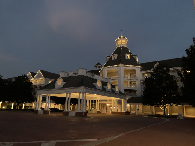 The outside of our resort, The Yacht Club, at night. We don't usually stay at a deluxe resort, but they are our favorites! The outside of our resort, The Yacht Club, at night. We don't usually stay at a deluxe resort, but they are our favorites!