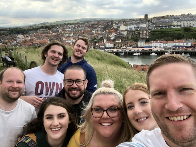 This was taken in a small English town called Whitby. We climbed 199 steps to get to Whitby Abbey. It was rough but the view was totally worth it!