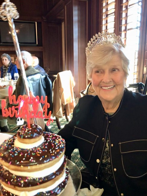 No one loves a donut like Alex's memaw , Virginia, does. This was taken at Memaw's 90th birthday party in 2017.