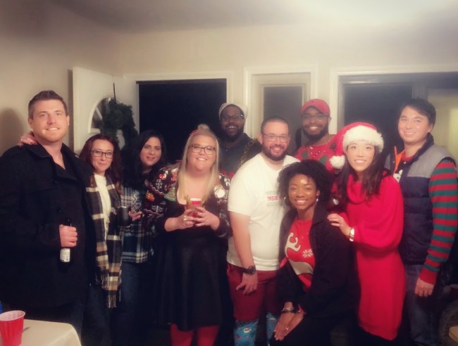 Chris and Alaina host an annual Christmas party that we always look forward to. Alex also loves the excuse to dress up :)