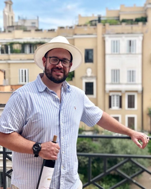 After a long day of touring the Vatican and walking all over the city, we enjoyed a cold glass of wine on our hotel balcony in Rome.