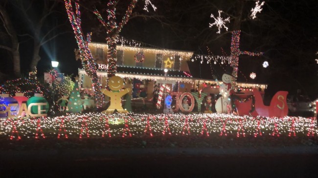 During the holiday season, we love to drive around and look at Christmas lights. This is our favorite house in town!