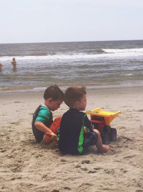 Boys love to dig in the sand and these two, Noah and Anderson, can't get enough of it!