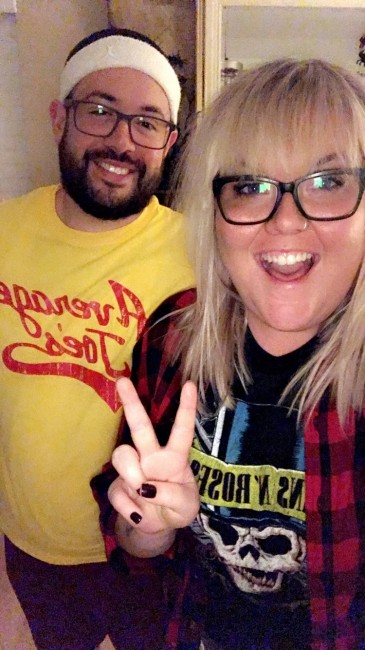 This Halloween, Stephen was a dodgeball player and Alex was Garth from Wayne's World. Party on!